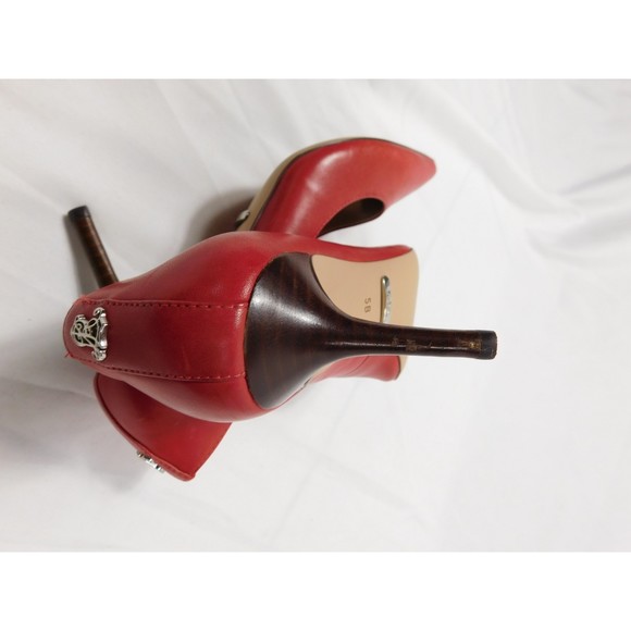 LAUREN RALPH LAUREN RED LEATHER LOGO HEELS PUMPS SZ 5 - Picture 7 of 8